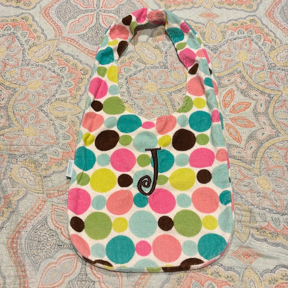 Room.it.up Women’s Colorful Polka Dot Brown Initial J 100% Cotton Bag